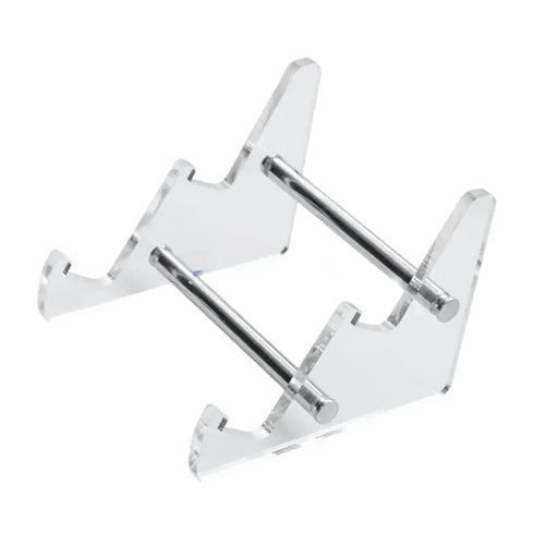 Metallic stand with a unique design on a white background