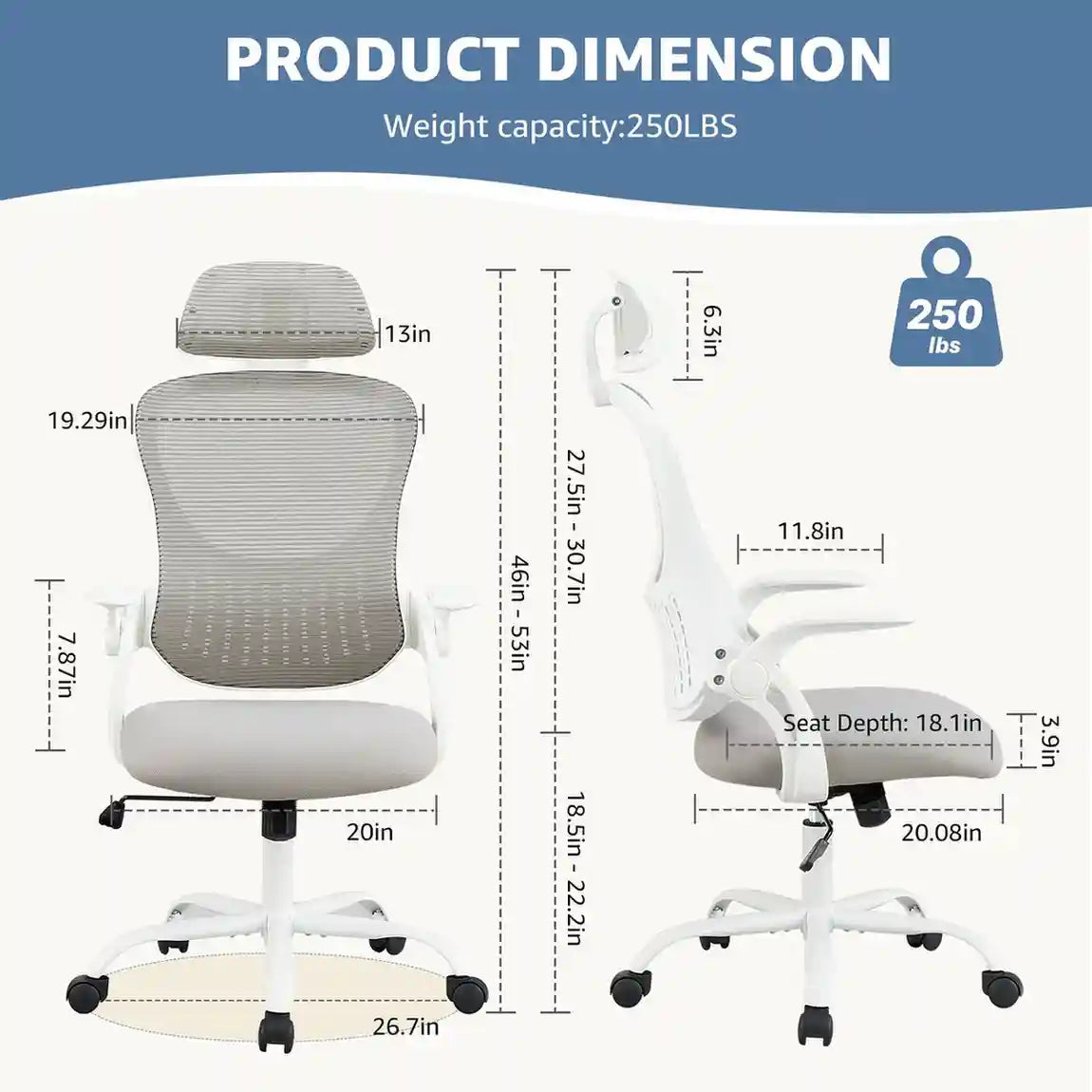 Ergonomic Desk Chair with Adjustable Arms