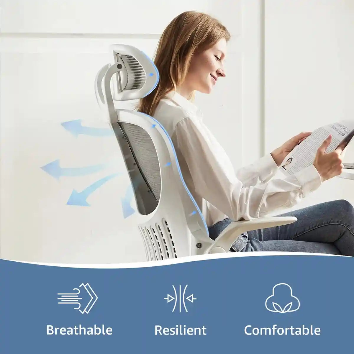 Ergonomic Desk Chair with Adjustable Arms