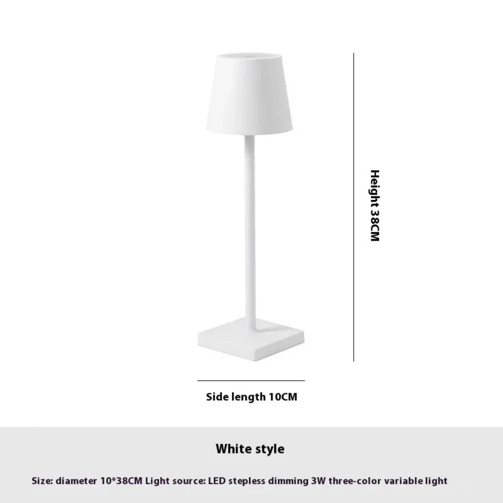 White floor lamp with dimensions on a white background