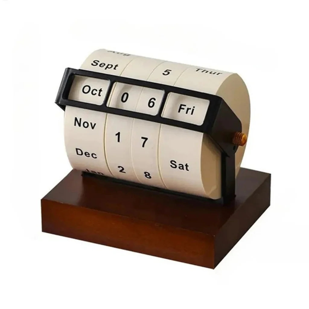 Rotating perpetual calendar in a white background