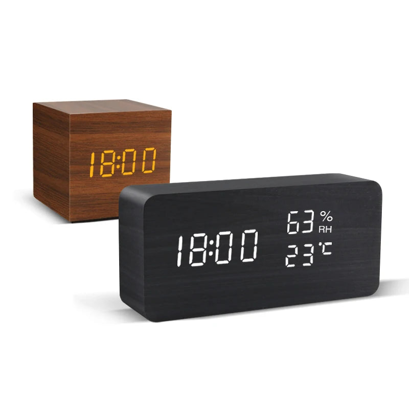 Wooden Digital Alarm Clock